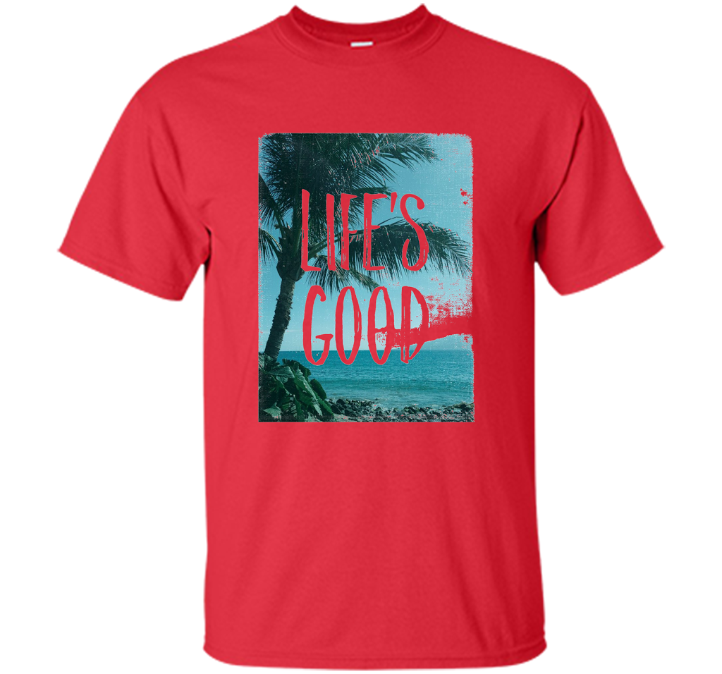 Life's Good Palm Tree T-Shirt cool shirt Red