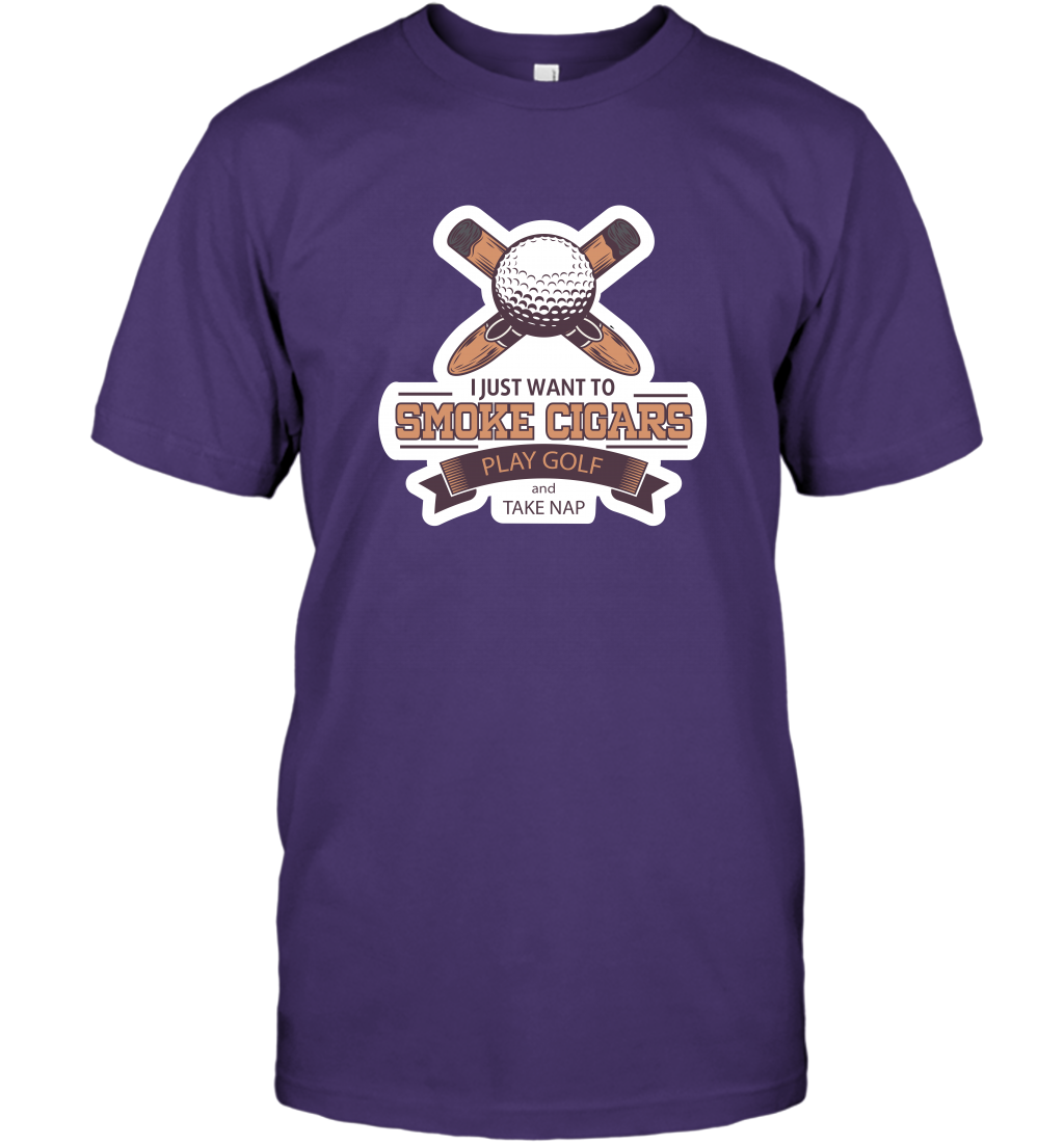 Smoke Cigar Play Golf Take Naps Shirt T-Shirt T-Shirt Purple