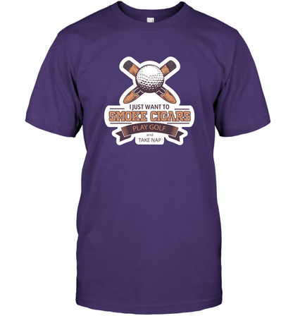 Smoke Cigar Play Golf Take Naps Shirt T-Shirt T-Shirt Purple