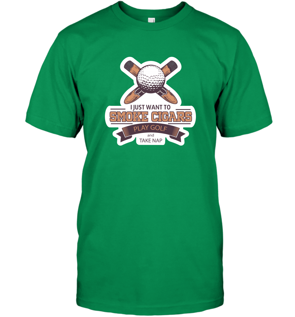 Smoke Cigar Play Golf Take Naps Shirt T-Shirt T-Shirt Irish Green