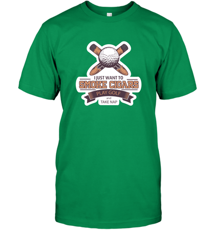 Smoke Cigar Play Golf Take Naps Shirt T-Shirt T-Shirt Irish Green