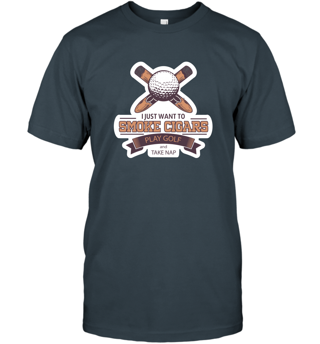 Smoke Cigar Play Golf Take Naps Shirt T-Shirt T-Shirt Charcoal