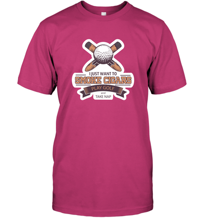 Smoke Cigar Play Golf Take Naps Shirt T-Shirt T-Shirt Heliconia