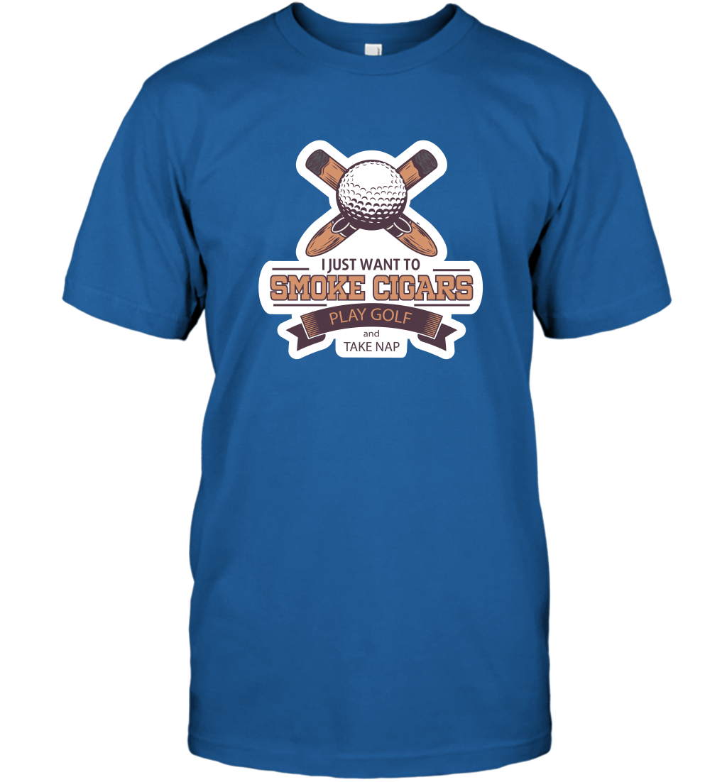 Smoke Cigar Play Golf Take Naps Shirt T-Shirt T-Shirt Royal