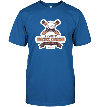 Smoke Cigar Play Golf Take Naps Shirt T-Shirt T-Shirt Royal
