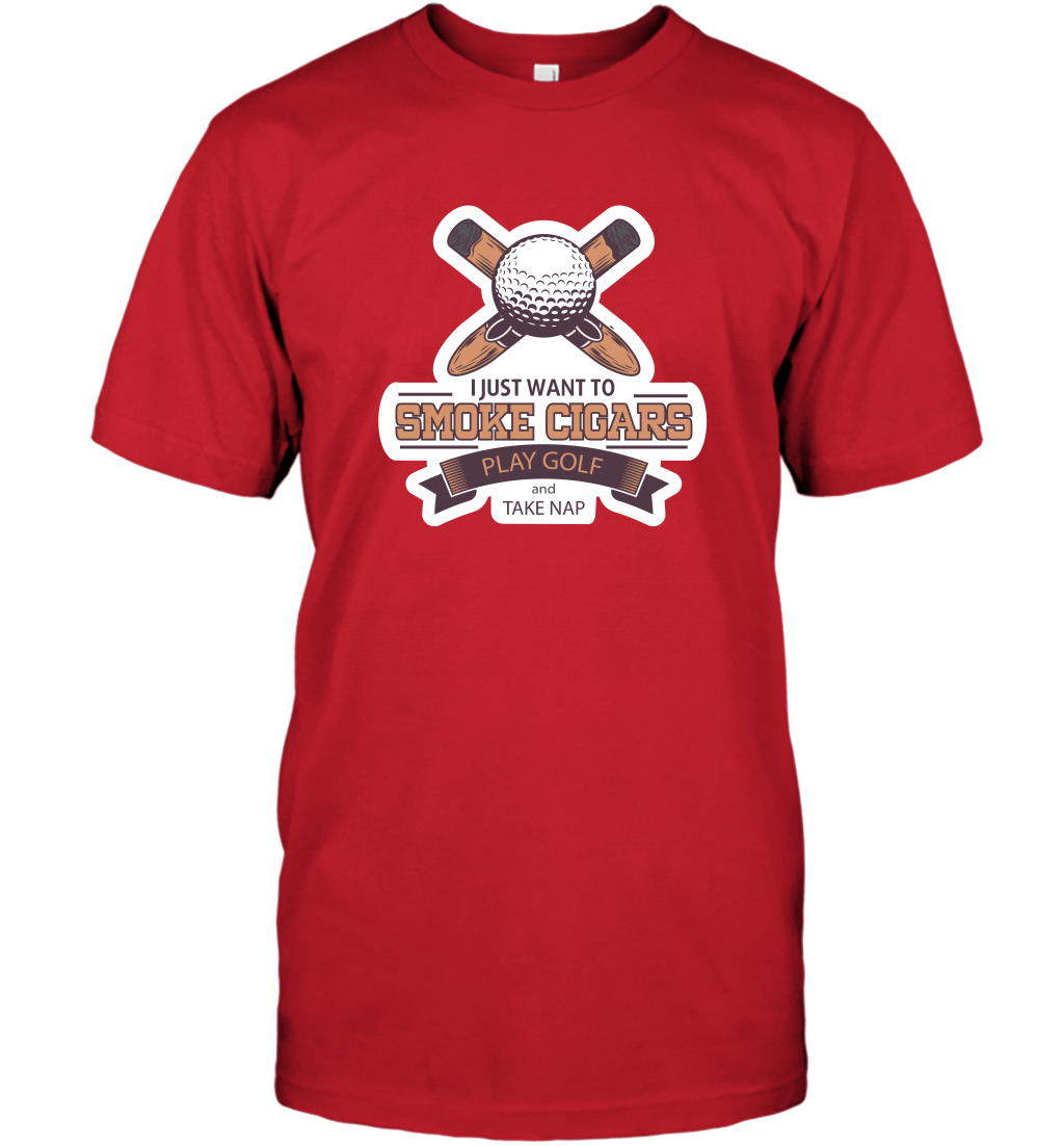 Smoke Cigar Play Golf Take Naps Shirt T-Shirt T-Shirt Red