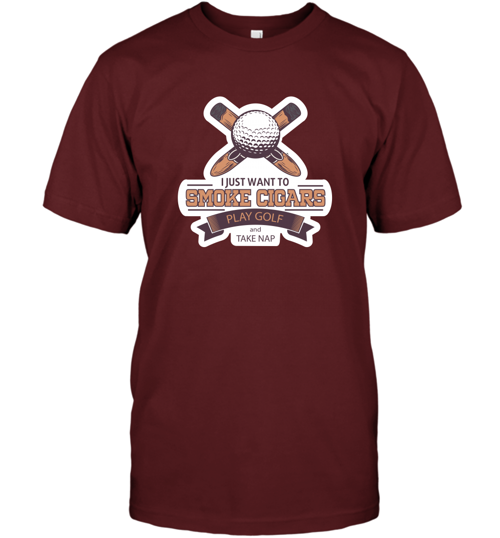 Smoke Cigar Play Golf Take Naps Shirt T-Shirt T-Shirt Cardinal