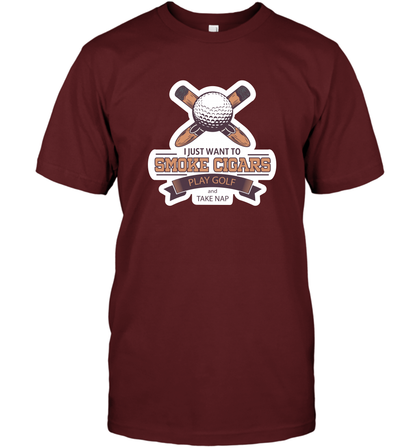 Smoke Cigar Play Golf Take Naps Shirt T-Shirt T-Shirt Cardinal