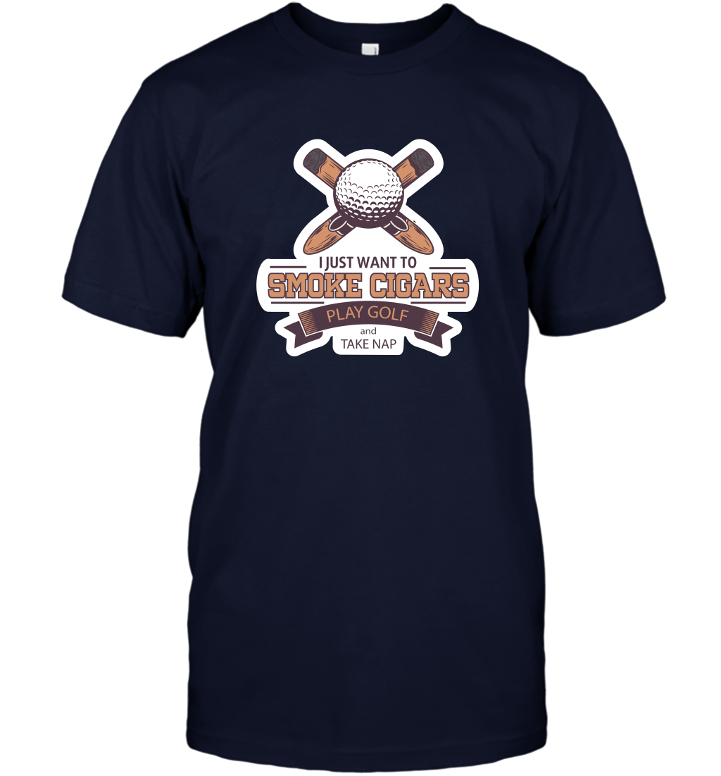 Smoke Cigar Play Golf Take Naps Shirt T-Shirt T-Shirt Navy