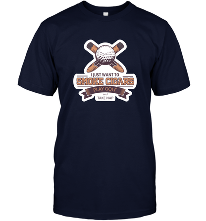 Smoke Cigar Play Golf Take Naps Shirt T-Shirt T-Shirt Navy
