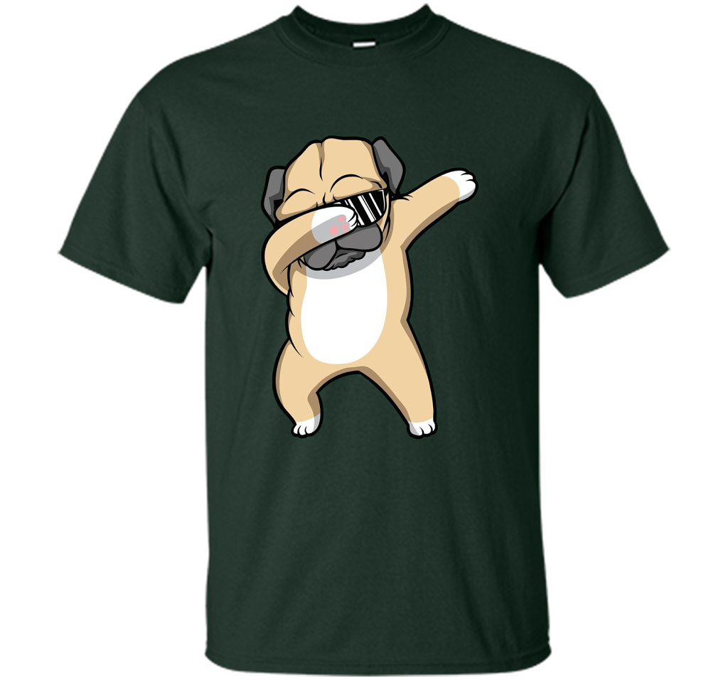 Dabbing Pug Shirt - Funny Cute Dog Dab Dance T-shirt Forest Green