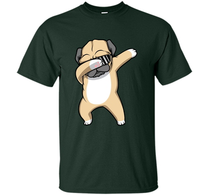 Dabbing Pug Shirt - Funny Cute Dog Dab Dance T-shirt Forest Green