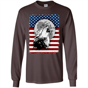 Howling Wolf On American Flag Patriotic T-shirt