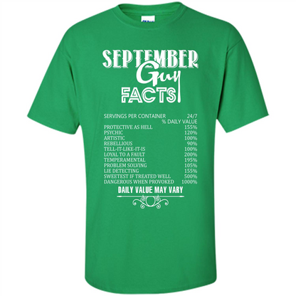 September Guy Facts T-shirt Irish Green