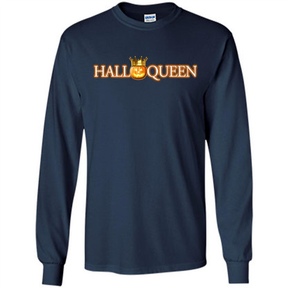 Halloqueen T-Shirt | Womens Halloween Pumpkin Queen T-shirt Navy