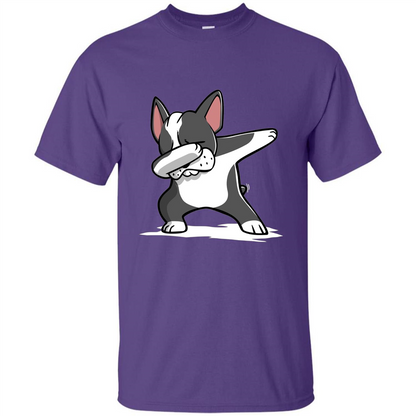 Dabbing Boston Terrier Dog T-Shirt Dab Dance T-shirt Purple