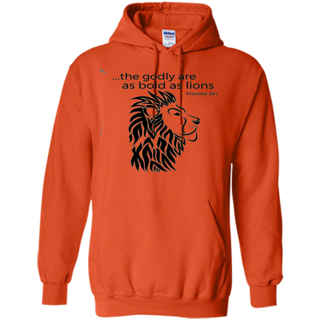 Proverbs 28:1 The Godly Are As Bold As Lions Bible Christian T-shirt Orange
