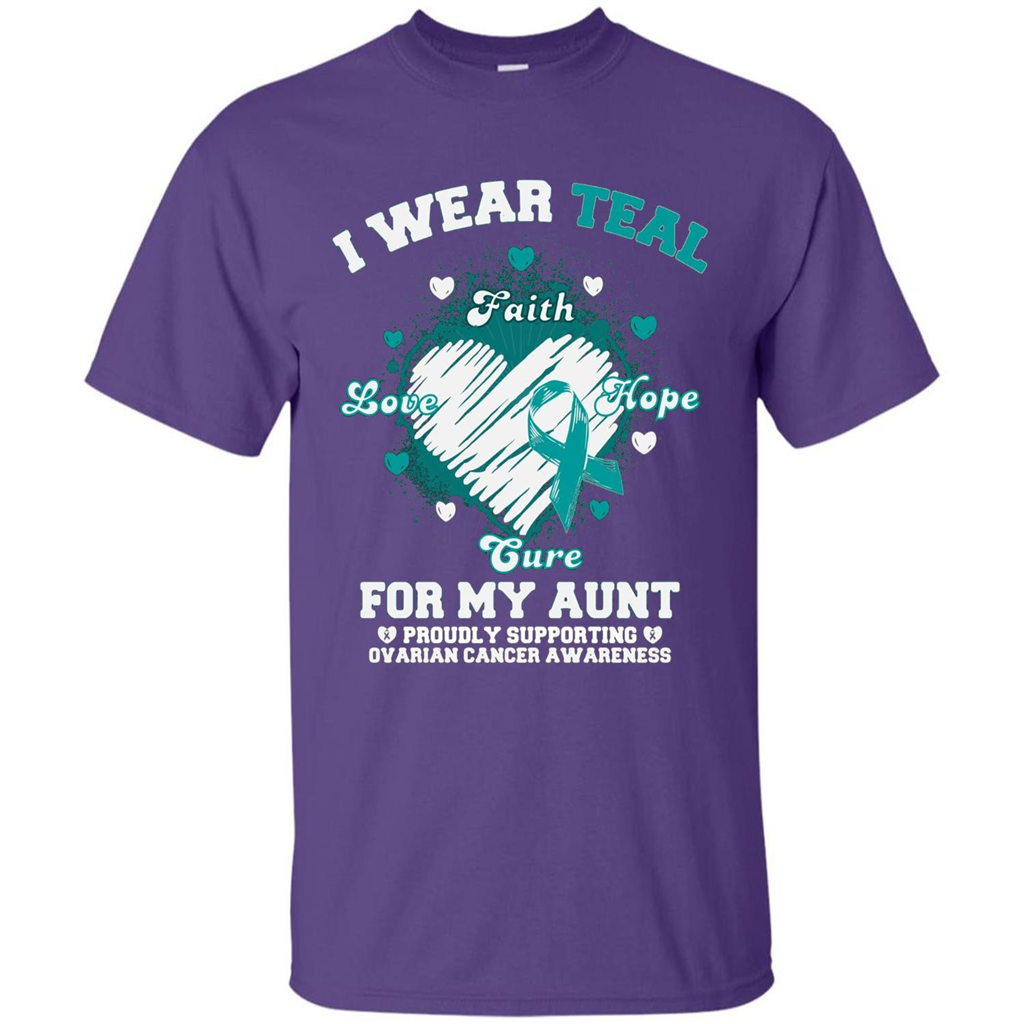 I Wear Teal For My Aunt - Ovarian Cancer Awareness T-Shirt Purple
