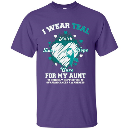 I Wear Teal For My Aunt - Ovarian Cancer Awareness T-Shirt Purple