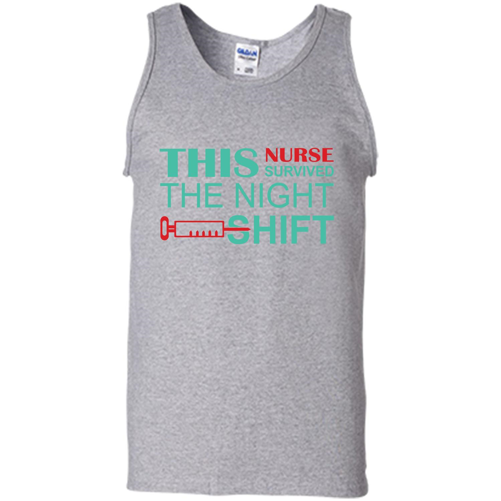 Nurse T-shirt This Nurse Survived The Night Shift Sport Grey