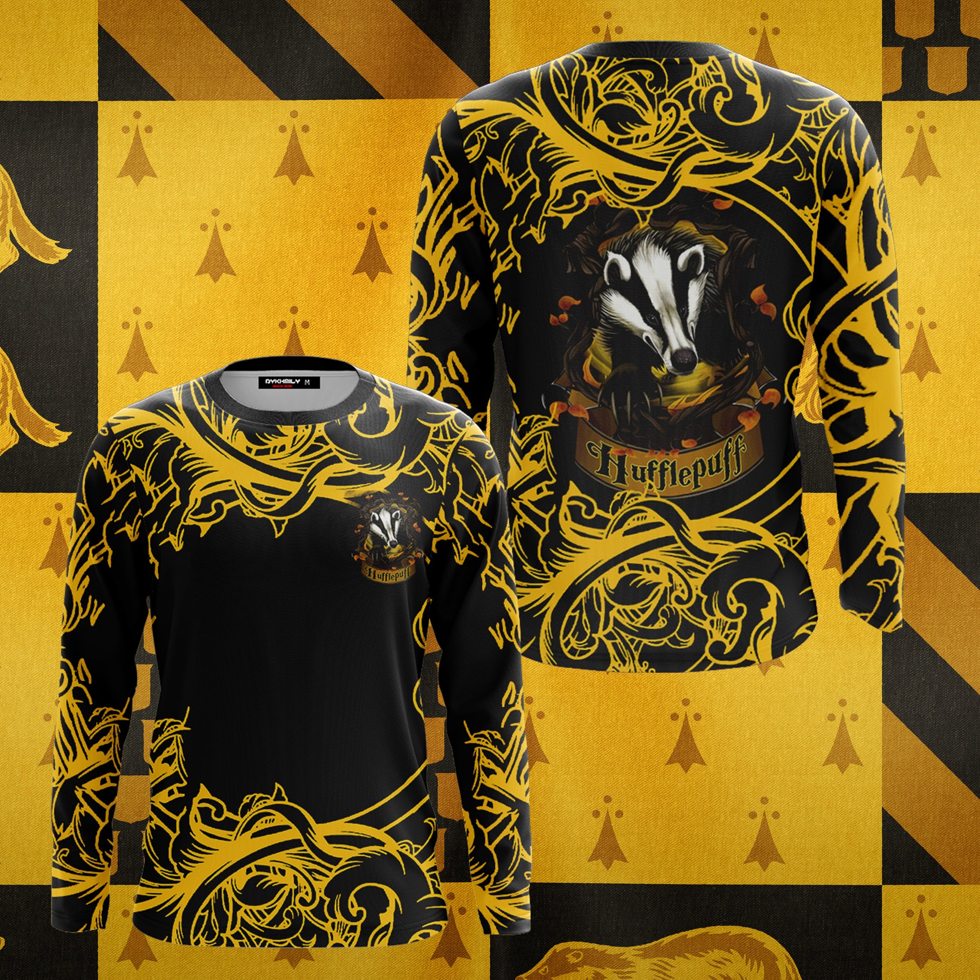 Hufflepuff Quidditch Team Est 1092 Harry Potter 3D Long Sleeve Shirt 2XL