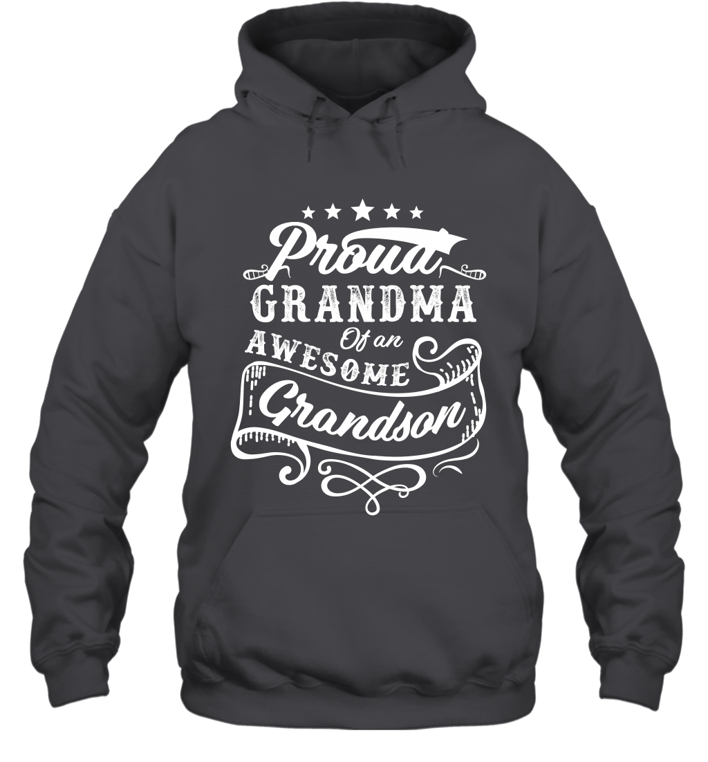 Proud Grandma Of An Awesome Grandson Shirt Hoodie Hoodie Dark Heather