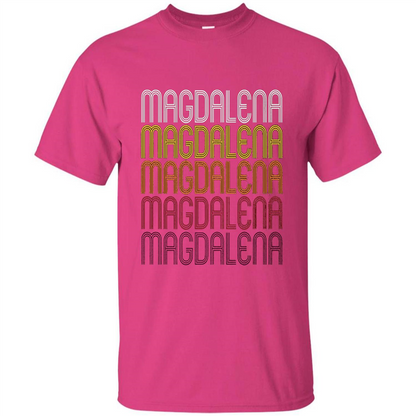 Magdalena Retro Wordmark Pattern T-shirt Heliconia