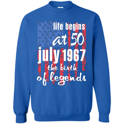 Life Begins At 50 T-shirt July 1967 The Birth Of Legends T-shirt Royal