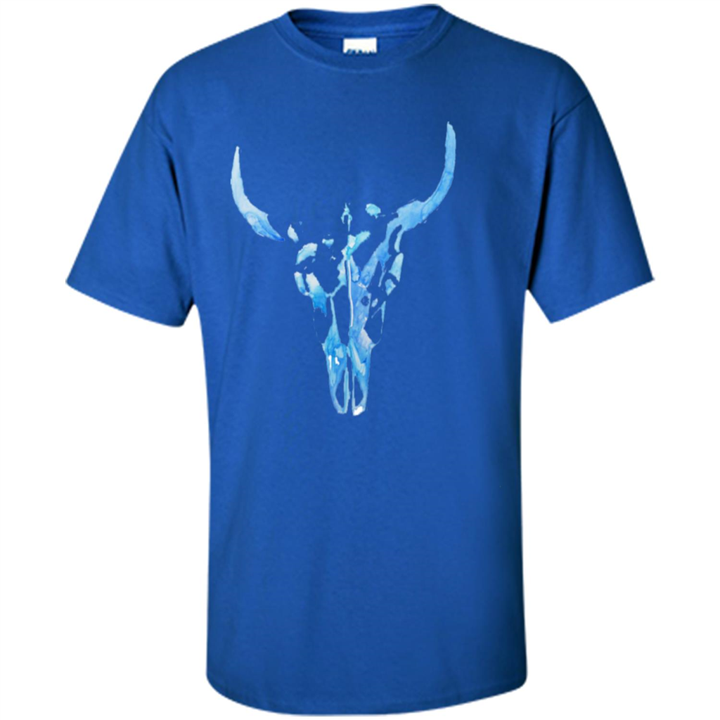 Watercolor Cow Skull T-Shirt Royal