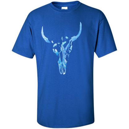 Watercolor Cow Skull T-Shirt Royal