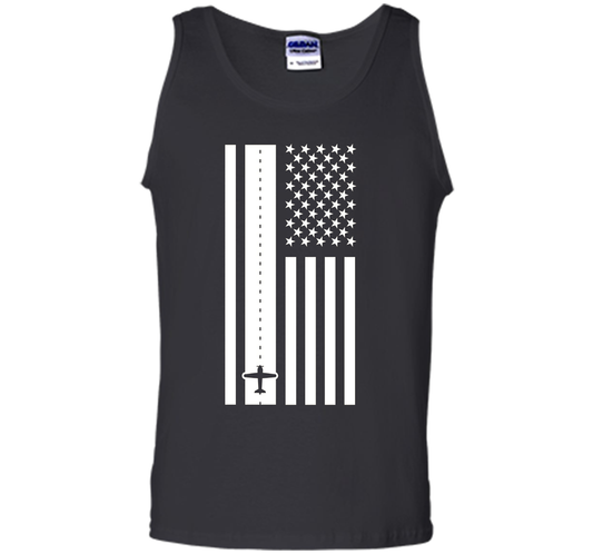 Patriotic American Flag Runway Pilot T-shirt Black