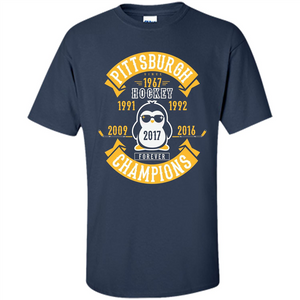 Pittsburgh Hockey 5 Times Cup Champions Cool Penguin T-shirt