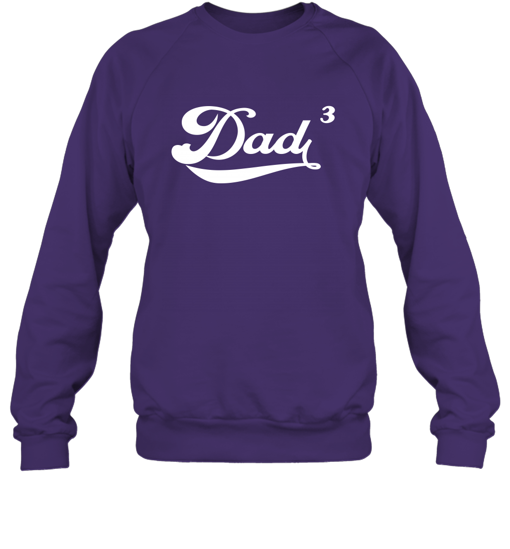 Dad 3 Cubed Dad To The Third Power Three Kids Shirt Sweatshirt Sweatshirt Purple