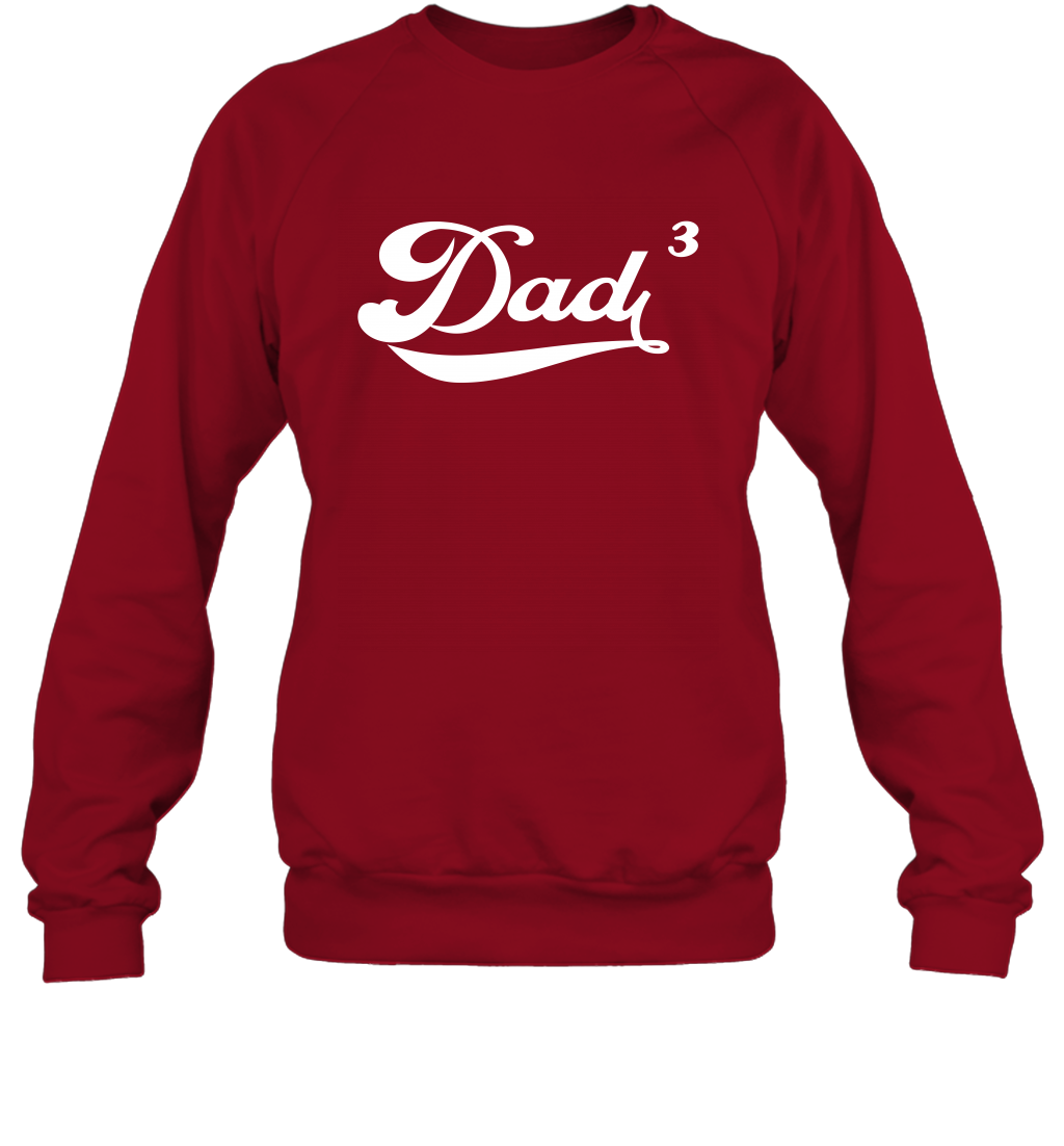 Dad 3 Cubed Dad To The Third Power Three Kids Shirt Sweatshirt Sweatshirt Cardinal Red