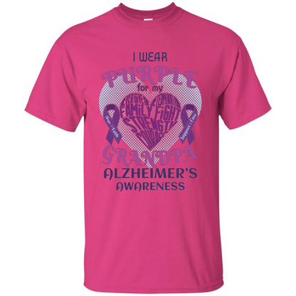 I Wear Purple For My Grandpa Alzheimer's Awareness T-Shirt Heliconia