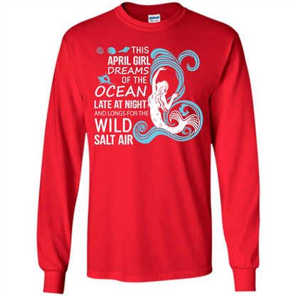 This April Girl Dreams Of The Ocean Late At Night T-shirt Red