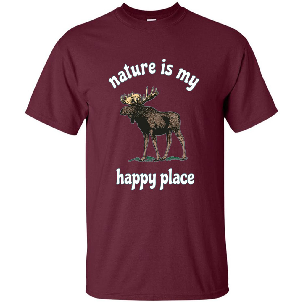 Moose's Wildlife T-Shirt Nature Is My Happy Place Maroon