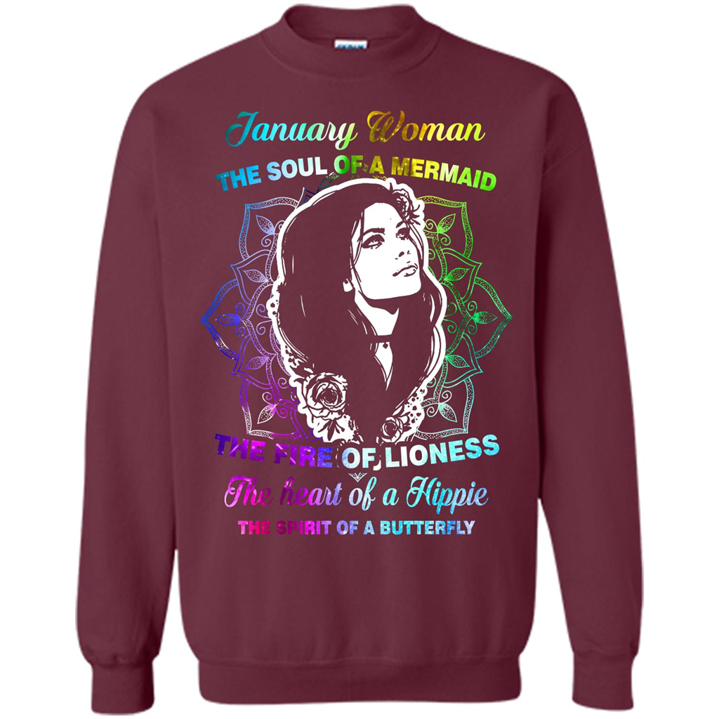 January Woman T-shirt The Heart Of A Hippie Maroon