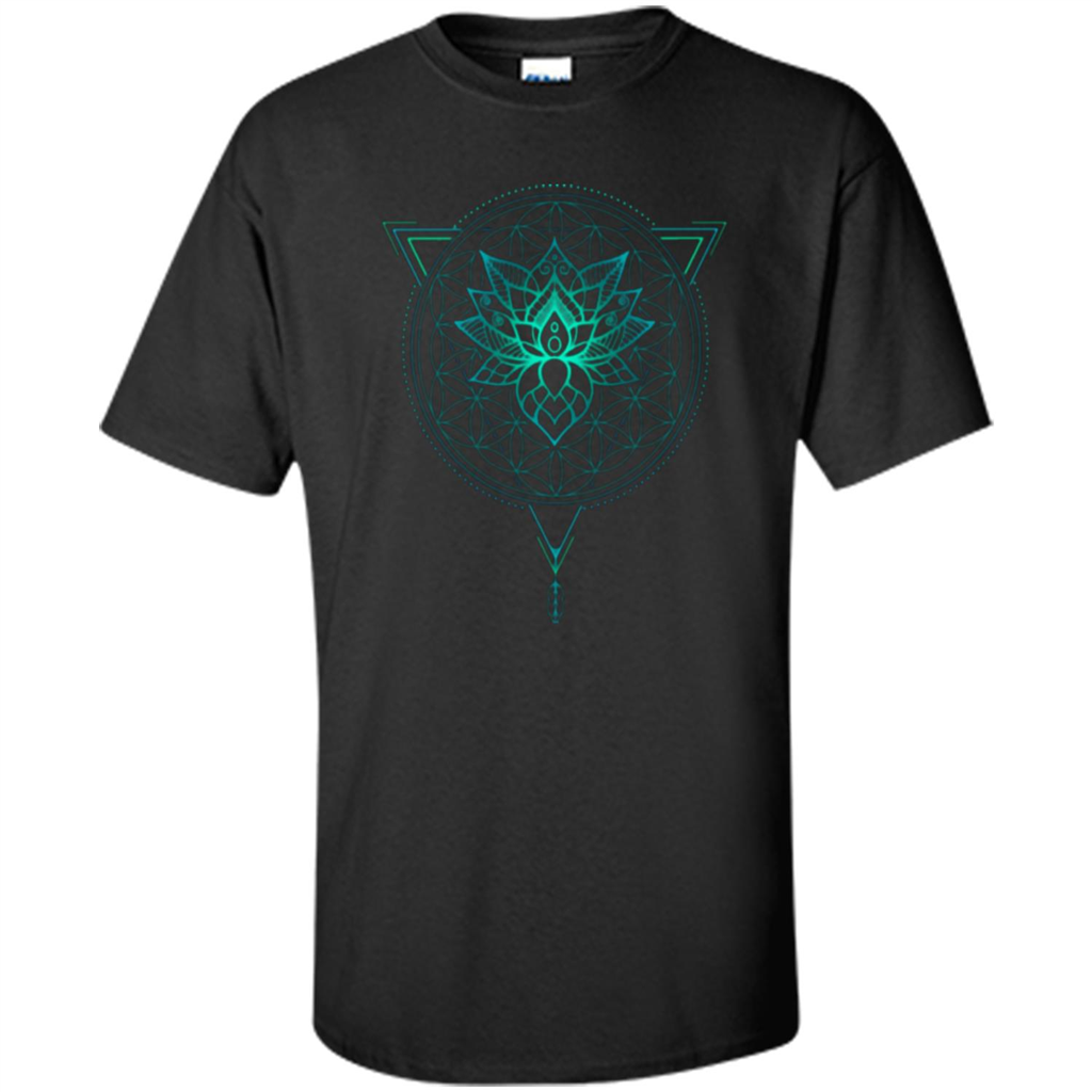 Lotus Flower Of Life T-shirt Mandala in Geometric Triangle Black