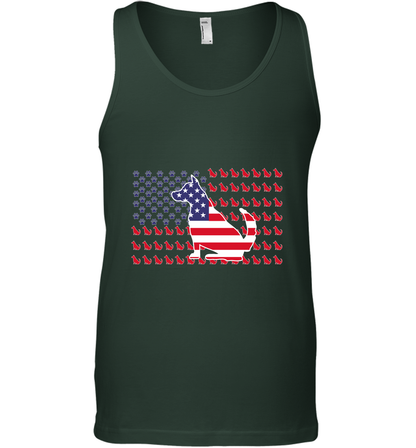 American Flag Dogs Lovers Shirt Tank Top Forest Green