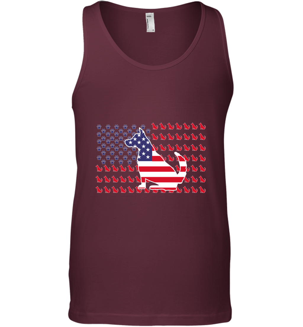 American Flag Dogs Lovers Shirt Tank Top Maroon