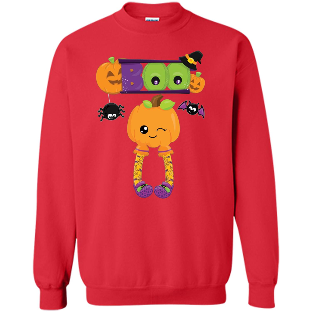 Cute Halloween Boo T-Shirt with Pumpkins-Party T-shirt Red