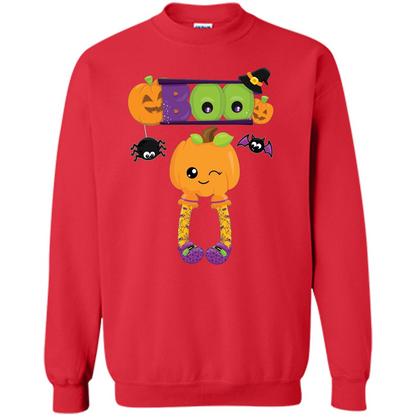 Cute Halloween Boo T-Shirt with Pumpkins-Party T-shirt Red