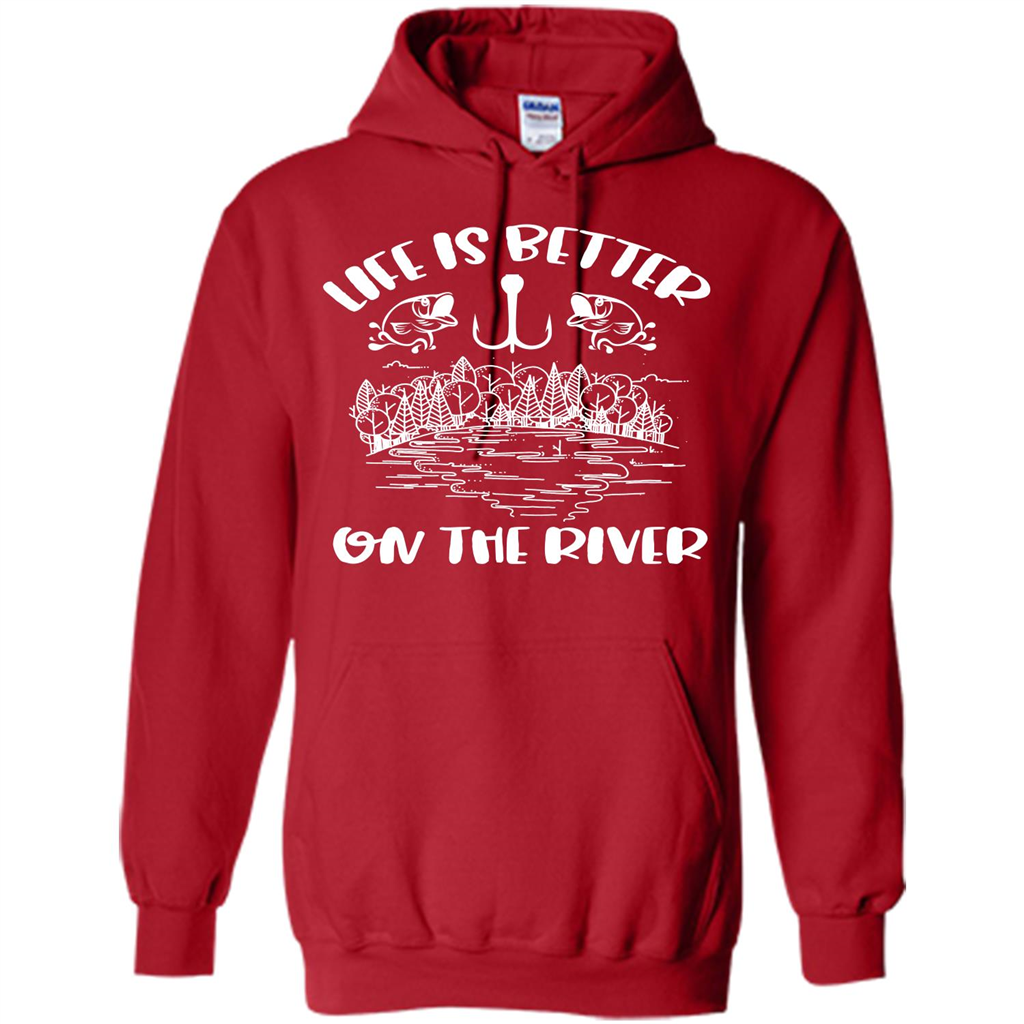 Fishing Fisherman T-shirt Life Is Better On The River Tshirt Red
