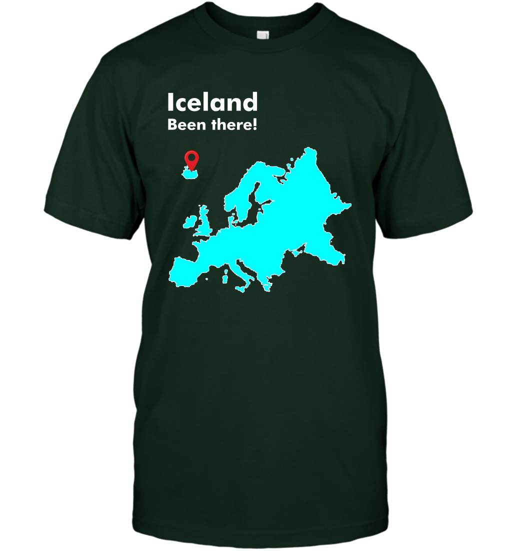 Iceland Been There Map Shirt T-Shirt T-Shirt Forest Green