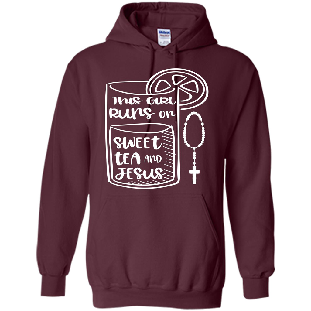 Christian T-shirt This Girl Runs on Sweet Tea and Jesus T-shirt Maroon