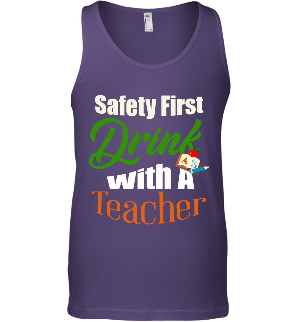 Safety First Drink With A Teacher Saint Patricks Day Shirt Tank Top Purple