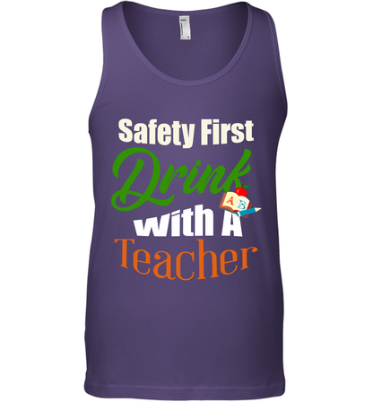 Safety First Drink With A Teacher Saint Patricks Day Shirt Tank Top Purple
