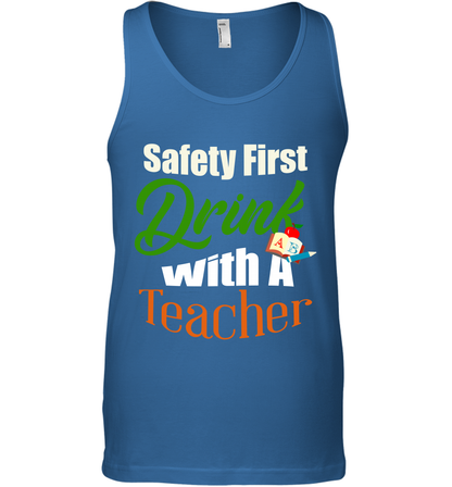 Safety First Drink With A Teacher Saint Patricks Day Shirt Tank Top Royal