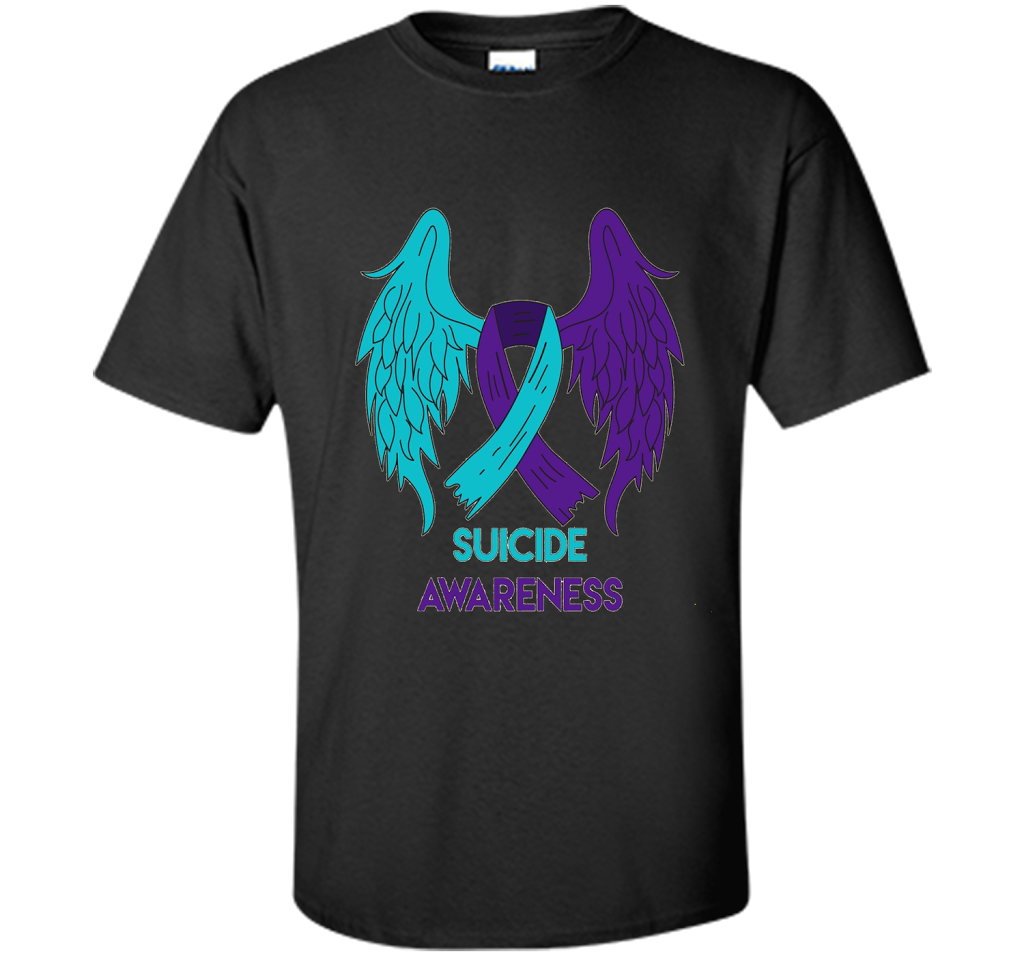 Suicide Awareness Shirt Wings and Ribbon Suicide Prevention shirt Black